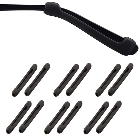 Premium Ultra Soft Anti Slip Silicone Eyeglass Temple Tips - 6 Pair Ear Grips Sleeve Retainer