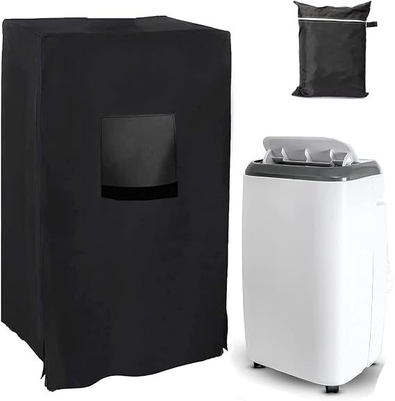 Portable Air Conditioner Cover, Waterproof, Dust-proof, Windproof, Mobile AC Unit Protection, 19x16x30in/48x40x75cm, Black