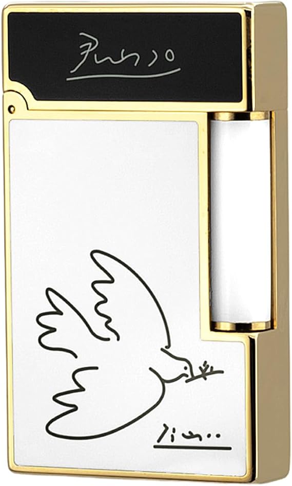 Classic White Lacquer Brass Lighter with Crisp Ping Sound (Gold)
