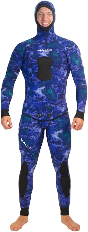 MAKO Spearguns Mens Spearfishing Wetsuit Yamamoto 3D Ocean Blue Camo 2 Piece