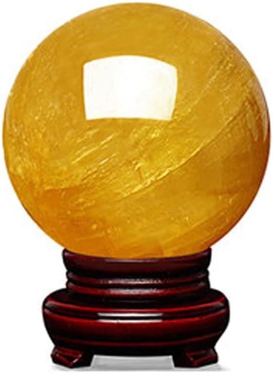 Crystal Ball Modern Exquisite Natural Crystal Ball Ornaments Feng Shui Lucky Home Furnishing Ornaments Office Living Room Custom Ornaments Lensball Photography (Color : Yellow, Size : 2.36in)