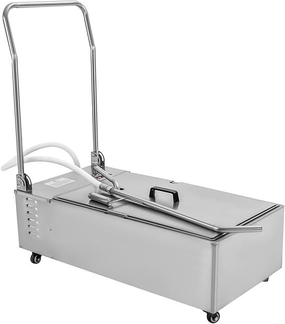Mobile Fryer Filter, 14.5 Gal Commercial Oil Filter Cart with Filter Bag Foldable Handle, Frying Oil Filtering System with 2.64gal/min Flow Rate 370W 110V