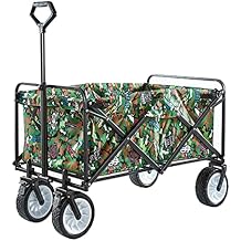 Foldable Beach Cart Outdoor Folding Utility Wagon Portable Folding Camping Cart Garden Utility Transporter Dual Brake System Outdoor Fishing Trolley Load-Bearing 100kg / 220lbs (Style 1)