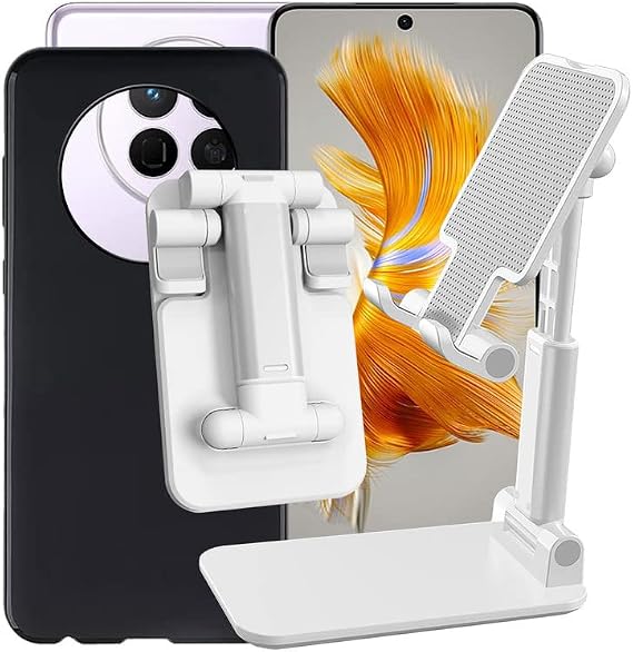 Phone Case for Huawei Mate 50 (6.7"), 360 Drop Protection Case Full Body Ultra-Thin Soft Silicone Black Case for Huawei Mate 50, with Height Adjustable Cell Phone Stand for Desk.
