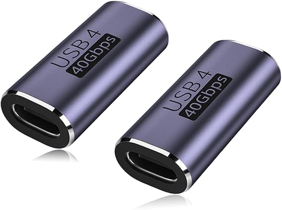 USB C Coupler (2 Pack), USB Type C Female to Female Adapter Extender Compatible with Thunderbolt 4/3 Support up to 40Gbps Data Transfer, 100W Power Delivery and 8K@60Hz Video Pass Through
