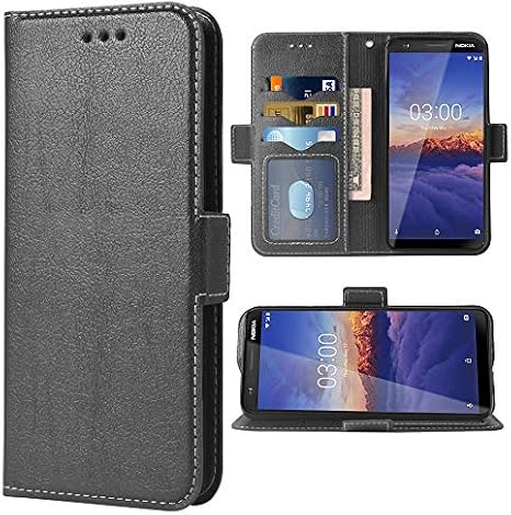 Phone Case for Nokia 3.1 Folio Flip Wallet Case,PU Leather Credit Card Holder Slots Full Body Protection Kickstand Hard Hybrid Protective Phone Cover for Nokia3.1 TA-1049 TA-1057 Women Men Black