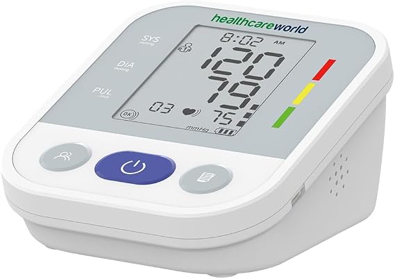 Healthcare World Upper Arm Blood Pressure Monitors– Automatic Digital BP Machine with Large LCD Display, 22-40cm Cuff, Heart Rate & Hypertension Detection– Blood Pressure Machines for Home use