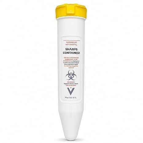 Compact Travel Sharps Bin – 100ml | Certified Needle & Syringe Disposal Container | Leak-Proof, Puncture-Resistant | Temporary & Permanent Lock | Diabetic & Medical Waste Box for Home & Clinical Use