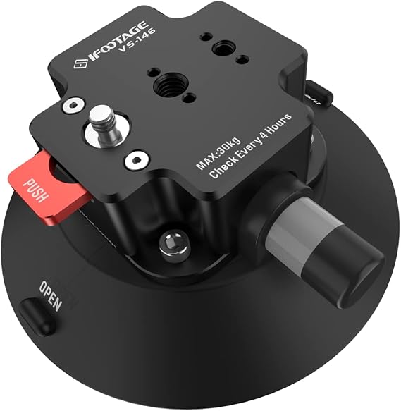 IFOOTAGE Spider Crab Vehicle Suction Cup VS-146, Aluminum Professional Suction Cup with 1/4" & 3/8" Screws, Camcorder Stabilizers & Carrying Aids