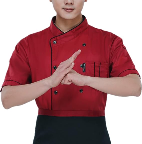 XINFU Unisex Chef Coat Long Sleeves/Short Sleeves Double-Breasted Kitchen Chef Uniform