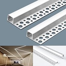6 Pack LED Channel Plaster-in 3.3FT Trimless Recessed Drywall Aluminum Channel, LED Strip Profile for Wall and Ceiling with Milky Diffuser