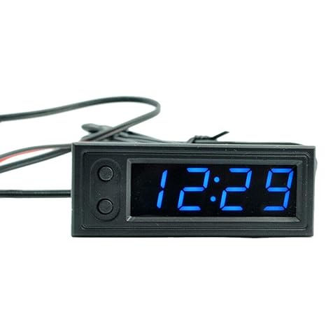 Car Clock Thermometer Voltmeter Car Temperature Clock - Car Clock 12V 3 in 1 Thermometers Voltmeter Gauge Electronic Clock LED Digital Display LCD Screen