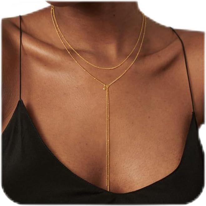 Long Drop Sunburst Gold Y-Necklace for Women CZ Chain Sun for Dress | Simple 14K Gold Plated Necklace Waterproof Dainty Pearl Teardrop Sliver Pendant Y-Shaped Non Tarnish Trendy Prom Jewelry Gift