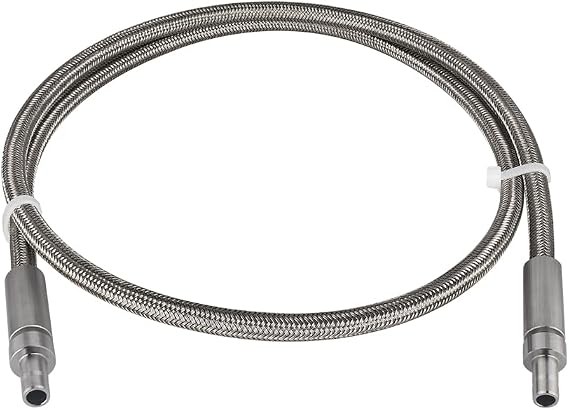 PTFE-Lined Stainless Steel Braided Hose 3/8" Nominal Hose Size 3/8" Tube Adapter 316 SS End Connections 36" Overall Length 2500 psi Chemically Compatible