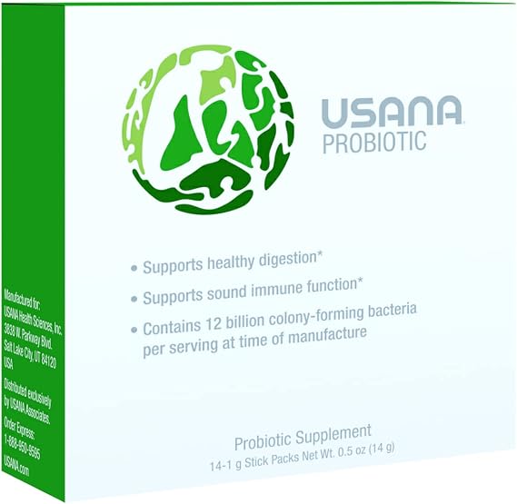 USANA - Probiotic Digestive Health Supplement - 14 Stick Packs | Has BB-12 and LGG Probiotic Strains, Sugar-Free Powder, Dairy-Free Formula, Stick Packs That Mix With Cold Beverages