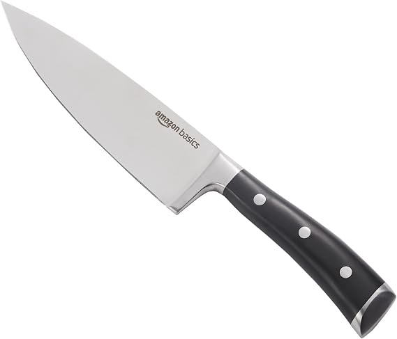 Amazon Basics Classic 6.5-inch Chefs Knife with Three Rivets, Silver