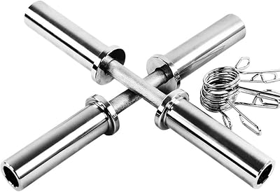 Barbell bar 50mm, dumbbell bar with spring lock, steel, chrome-plated, knurled, set of 2