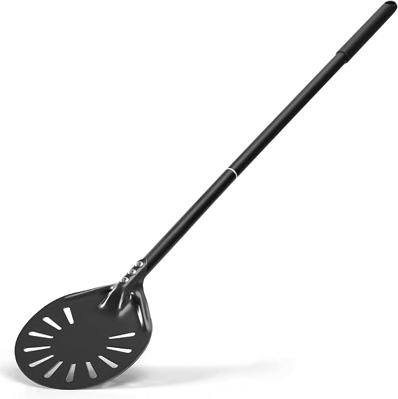 6 Pizza Turning Peel - Extra Long Handle Pizza Turner - Restaurant-Grade Aluminum Perforated Pizza Peel Lightweight Metal Outdoor Pizza Oven Accessories