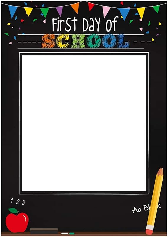 SWYOUN Black First Day of School Back to school Party Photo booth Selfie Frame