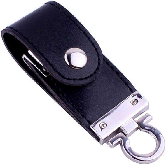 HXSZWJJ USB 3.0 Leather Usb Flash Drive Key Chain Pen Drive 4GB 8GB 16GB 32GB 64GB Business Memory Stick Gift (Capacity : 16GB, Color : Black)