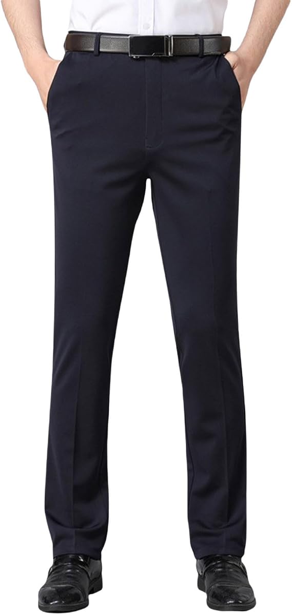 Men's Dress Pants Tall Classic Fit Flex Expandable Waist Flat Front Wrinkle-Free Formal Business Office Pants