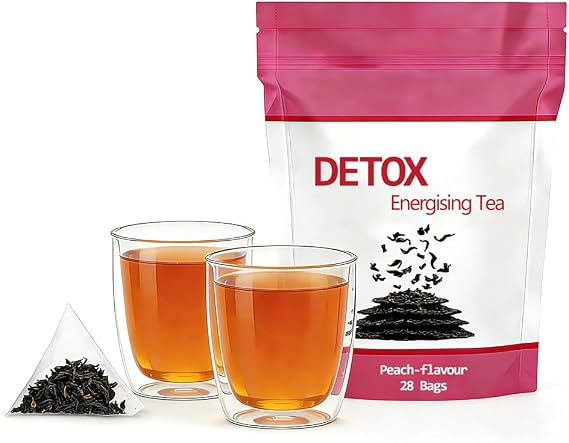 Peach Flavour Detox Tea for Weight Loss Natural Slimming Tea Digestive Support Laxative-Free, 28 Vegan Tea Bags