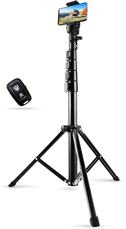 62'' Cell Phone Tripod, iPhone Tripod Stand & Selfie Stick for Video Recording, Travel Tripod for Gopro Cellphone iPhone/Android Pro MAX