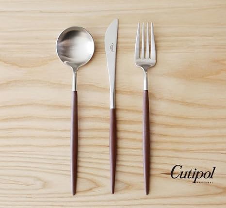 Cutipol Goa Brown/silver Series Home Dinner Flatware Cutlery Set of 3 Pcs, Spoon, Fork, Knife, Professional Cutlery Brand