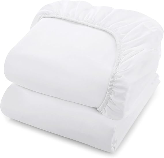 Linteum Hospital Jersey Knit Fitted Sheet 15oz 36x84x16 White 2 Pack