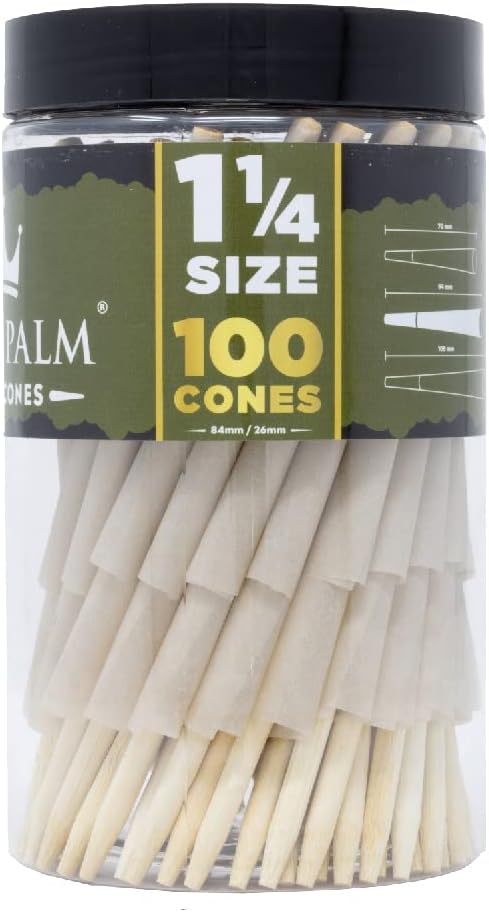King Palm 1 1/4 Cones | 100 Pack Small Pre-Rolled Cones | Fits Standard Cone Filling Machines