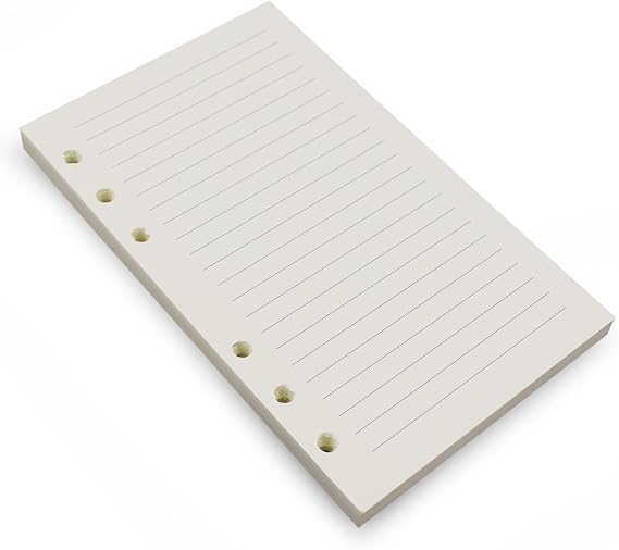 6-Ring A6 Binder/Planner Refill Paper, 6 Hole,6 3/4 x 4 1/8 Inches Refillable Beige Paper for Loose Leaf Binder Notebook Diary Traveler Journal, 80 Sheets/160 Pages,Lined