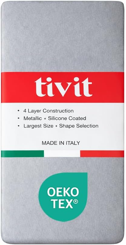 TIVIT Rectangular Ironing Board Cover for The Original Big Board - AlumiTek Coating, Thick Padding, Scorch Resistant, Elastic Edge, 59x22 - Made in Italy - Oeko-Tex Certified