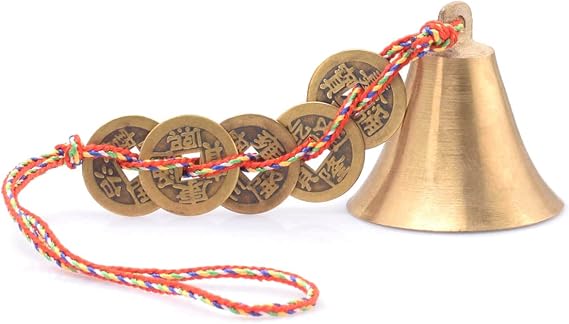 Chinese Feng Shui Bell for Wealth and Safe, Pendant Coins for Peace and Success,Feng Shui Element, Good Luck Car Door Hanging Pendant Chime (Copper)