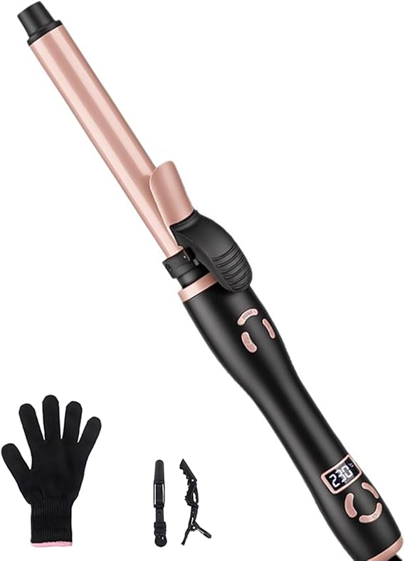 JAETON Automatic Rotating Curling Iron 25MM Beach Waves Curling Wand | Rotating Hair Curler, Ceramic Coating Long Barrel Curling Tongs for Long Hair, Dual Voltage