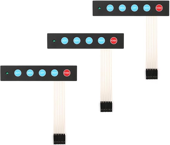 3Pcs 1x5 Matrix Array Membrane Switch 5 Key Display Switch Keypad Keyboard with LED Light Switch 7Pin for Arduino