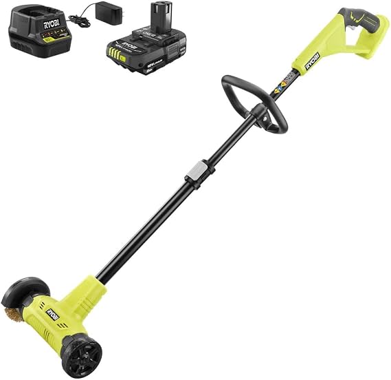RYOBI ONEAND 18V Patio Cleaner with Wire Brush Edger with 2.0 AH Battery and Charger P2950