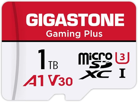 GIGASTONE Gaming Plus Micro SD Card 1TB + SD Adapter Compatible with Nintendo Switch 1 Steam Deck up to 150/120 MB/s. MicroSDXC Memory Card UHS-I A1 U3 V30 Class 10 4K UHD Video