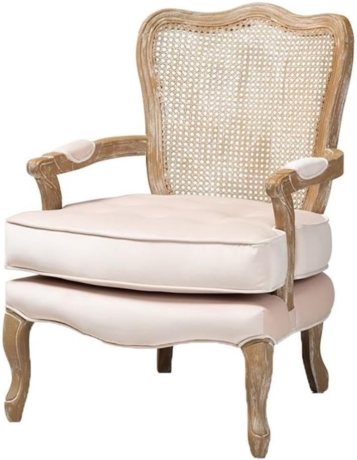 BOWERY HILL 19.3 Traditional WoodFabric Accent Chair in Light Beige