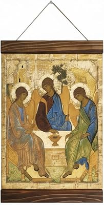 Holy Trinity Icon by Rublev Andrei Canvas Print Wood Framed Orthodox Christian Religious Art Compact Small 8.7 x 11.8 inches