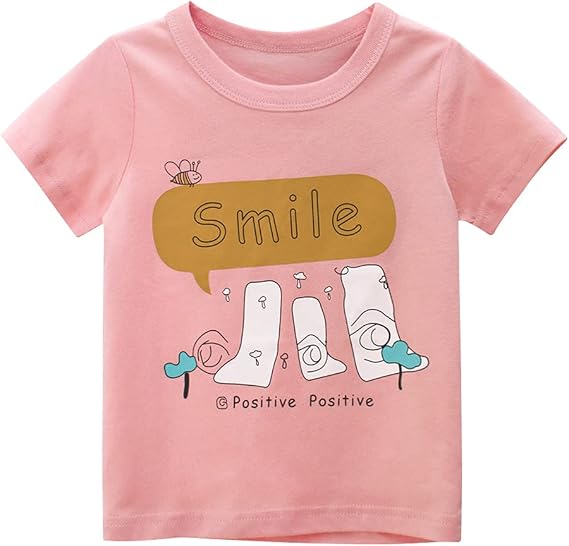Toddler Boys Positive Smile Graphic Tees, Cotton T-Shirts, Multiple Colors Available, Crew-Neck, Regular Fit, Short Sleeve, Classic Style, 2-7 Years
