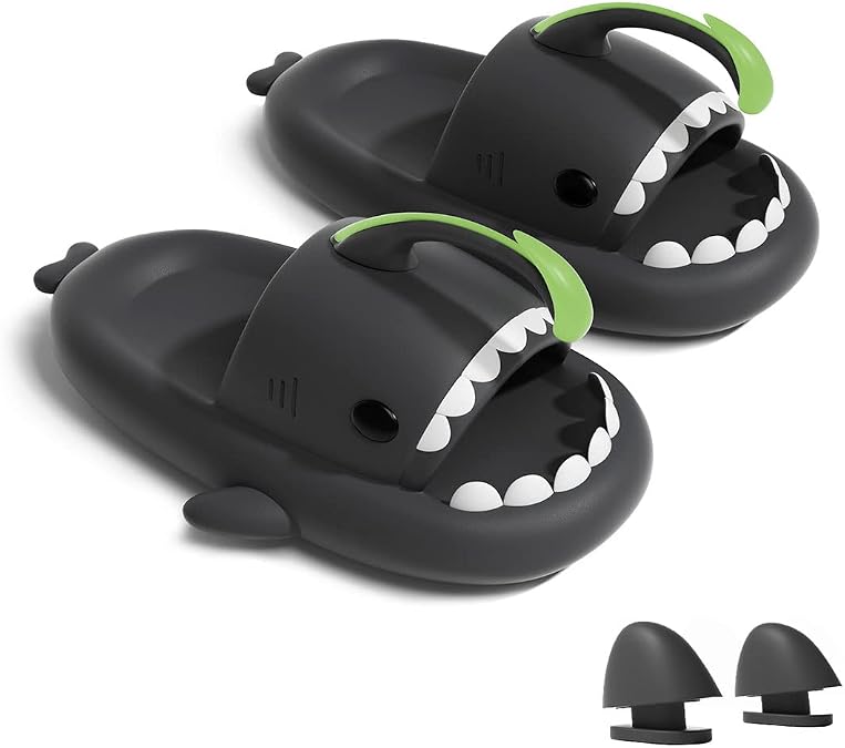 Hello Slippers Glow in The Dark Shark Slides Sandals, Super Soft Eco-Friendly EVA Material Comfortable Shoes for Women and Men Indoors & Outdoors