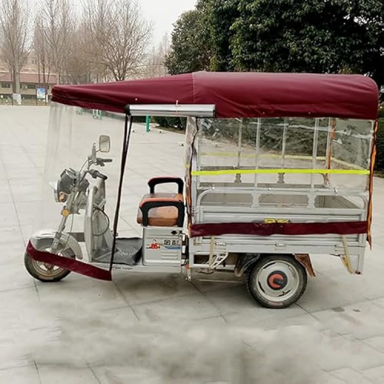 Electric Tricycle Awning, SANBENGZI Dump Truck Rainproof Tarpaulin, 3 Wheel Cargo Trike Windshield,Adult Tricycle Bike Cover Size : L:150cm55in W:110cm43in
