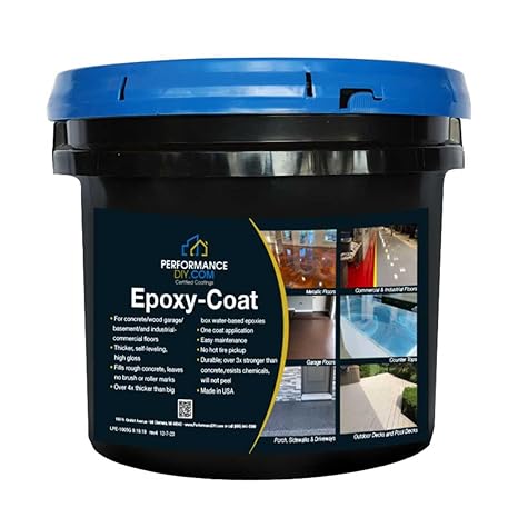 Epoxy Floor Kit with Clear Top Coat - Epoxy-Coat "Better" Half Kit Tan Base with Beige Blend Flakes- up to 250 sq.ft. at 19.4 mils - for Garage Floors, Basement Floors, Concrete, and More