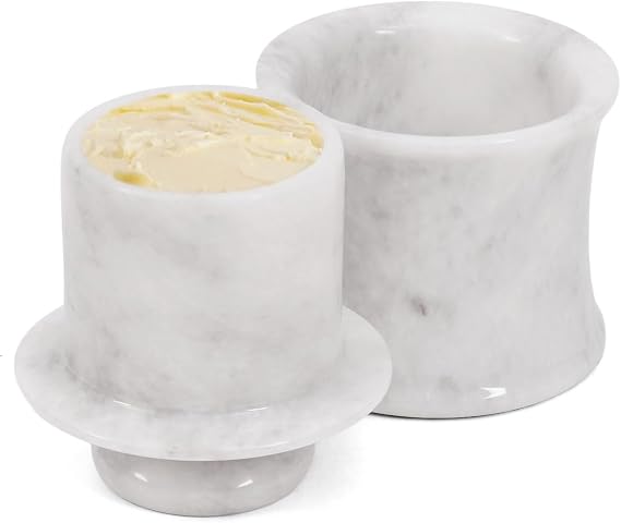 SPESHTSONES Marble Butter Crock with Lid for Countertop, 4 Inch Butter Dish