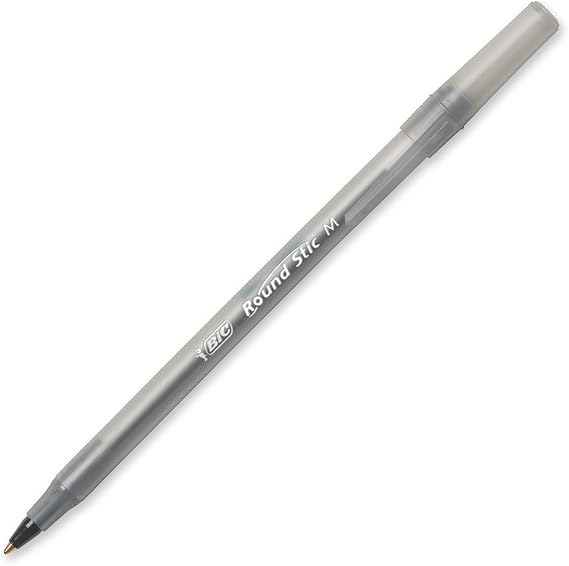 BIC Round Stic Ballpoint Pens, 1.0 mm, Black, Box Of 24
