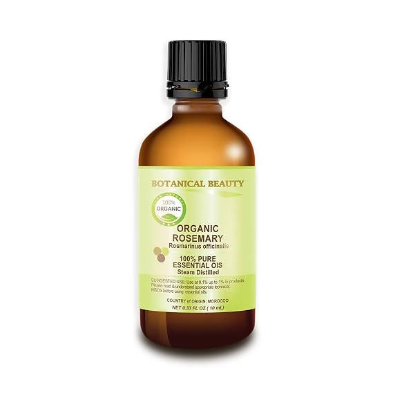 Organic ROSEMARY Essential Oil. 100% Pure Therapeutic Grade, Premium Quality, Undiluted, Steam Distilled. 0.33 Fl.oz.- 10 ml. by Botanical Beauty.
