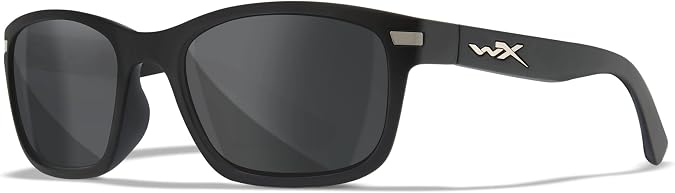 Wiley X Helix Sunglasses, Safety Glasses for Men and Women, UV Eye Protection for Shooting, Fishing, Biking, and Extreme Sports, Matte Black Frames, Smoke Grey Tinted Lenses