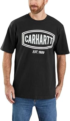 Carhartt Mens 105185 Loose Fit Heavyweight Short-Sleeve Logo Graphic T-Shirt - Medium Regular - Black