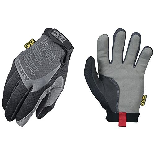 Mechanix Wear H15-05-010 Utility Full Finger Synthetic Leather and Spandex Mechanics Gloves with Hook and Loop Cuff, Large, Black