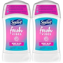 Suave Aluminum-Free Deodorant, Kids & Teen Girls Fresh Vibes Berry Bliss 2-Pack, 48H Protection, 1.2 Oz Ea